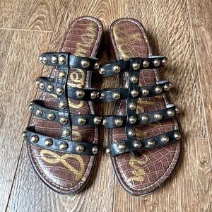 Sam Edelman Juniper Heeled Black Studded Sandals Sz 9.5